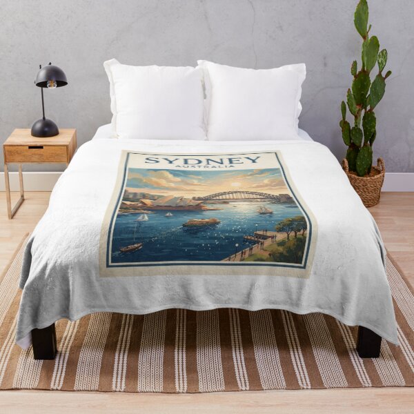 Item preview, Sydney Australia Vintage Travel Poster – Opera House & Harbour Bridge designed and sold by ElartedeNoel.