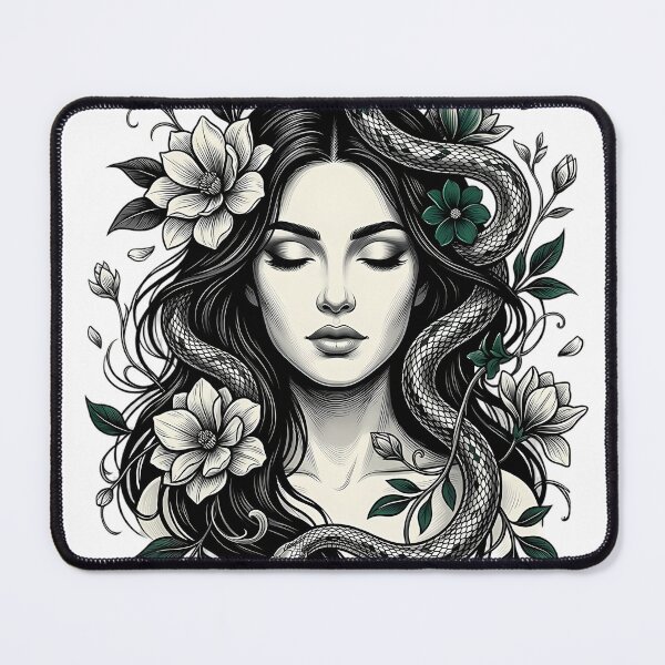 Item preview, Serpent Flower Dark Botanical Female Portrait Graphic designed and sold by InkDriveStudio.