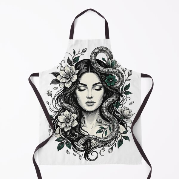 Item preview, Serpent Flower Dark Botanical Female Portrait Graphic designed and sold by InkDriveStudio.
