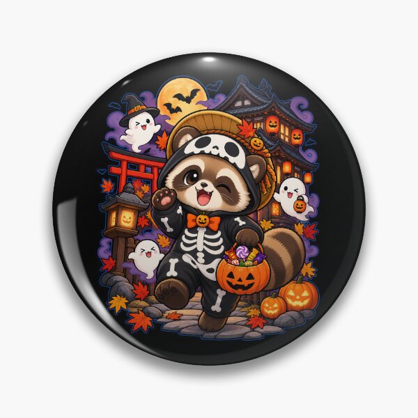 Item preview, Cute Tanuki Yokai Skeleton Japanese Halloween Trick Or Treat designed and sold by Tong4130.