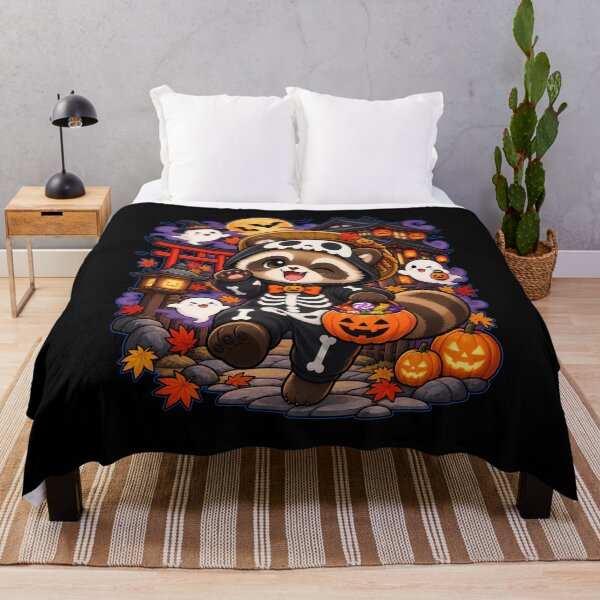 Item preview, Cute Tanuki Yokai Skeleton Japanese Halloween Trick Or Treat designed and sold by Tong4130.