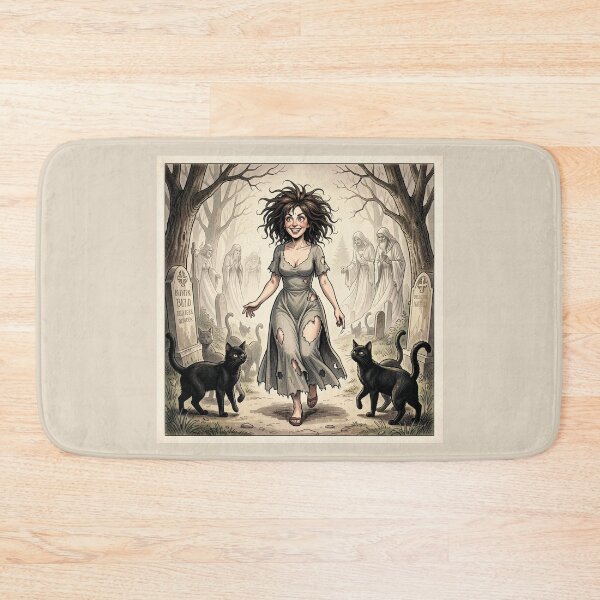 Item preview, Witch and cats in the cemetery designed and sold by MagelliShop.