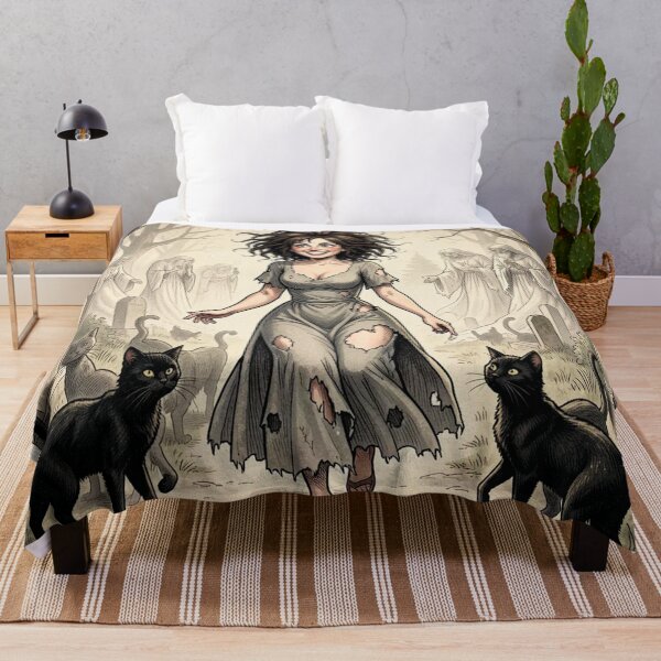 Item preview, Witch and cats in the cemetery designed and sold by MagelliShop.
