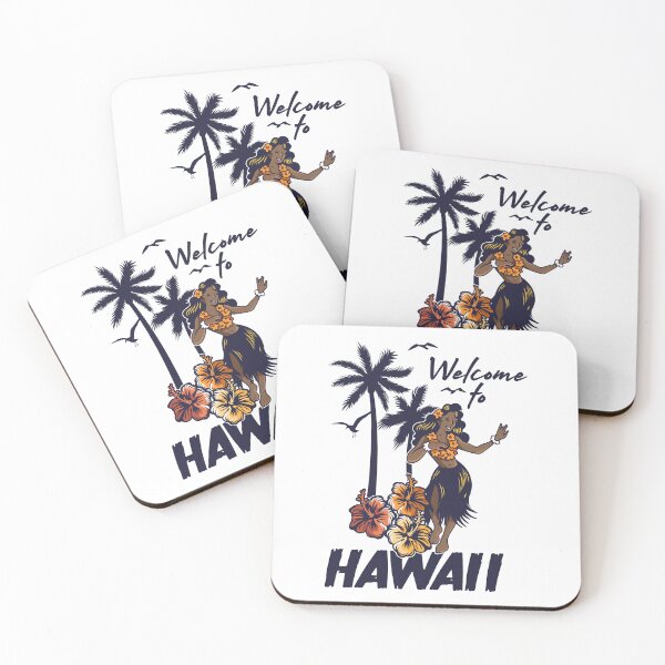 Item preview, Welcome To Hawaii Vintage Hula Dancer Tropical Palms designed and sold by heedooppod.