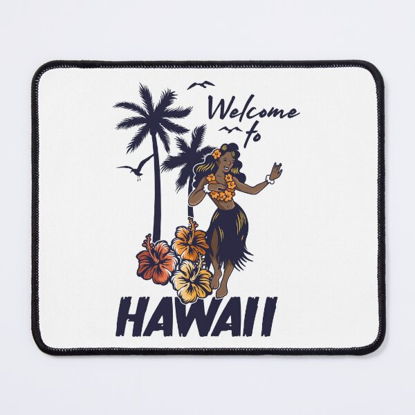 Item preview, Welcome To Hawaii Vintage Hula Dancer Tropical Palms designed and sold by heedooppod.