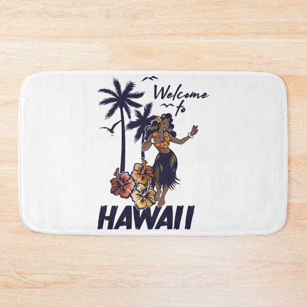 Item preview, Welcome To Hawaii Vintage Hula Dancer Tropical Palms designed and sold by heedooppod.