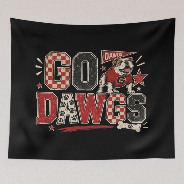 Item preview, Go Dawgs, Georgia Football , Vintage Bulldog Game Day, Red Black Checkered designed and sold by Cchotlan.