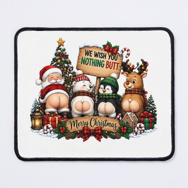 Item preview, We Wish You Nothing Butt, Funny Christmas Animals, Naughty Christmas, Santa Reindeer Penguin designed and sold by CatiaStudioArt.
