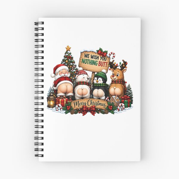 Item preview, We Wish You Nothing Butt, Funny Christmas Animals, Naughty Christmas, Santa Reindeer Penguin designed and sold by CatiaStudioArt.