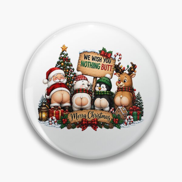 Item preview, We Wish You Nothing Butt, Funny Christmas Animals, Naughty Christmas, Santa Reindeer Penguin designed and sold by CatiaStudioArt.