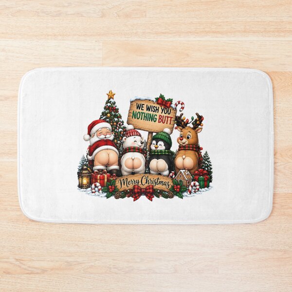 Item preview, We Wish You Nothing Butt, Funny Christmas Animals, Naughty Christmas, Santa Reindeer Penguin designed and sold by CatiaStudioArt.