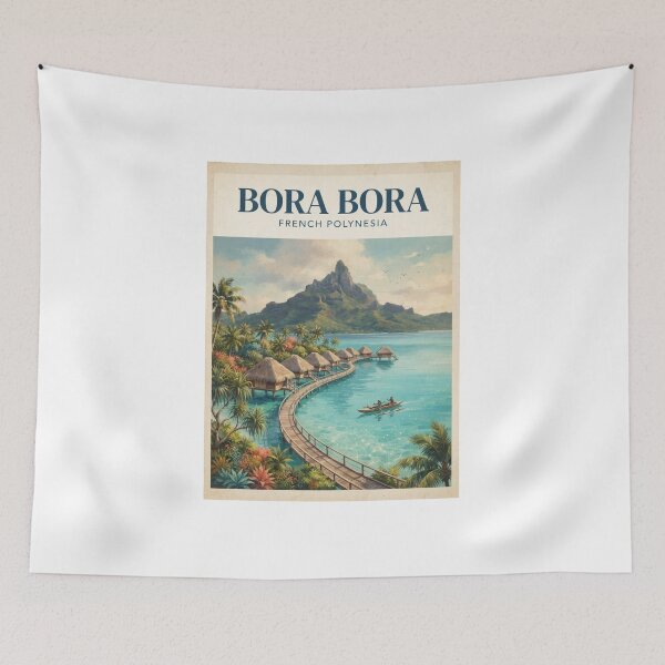 Item preview, Bora Bora French Polynesia Vintage Travel Poster – Tropical Lagoon designed and sold by ElartedeNoel.