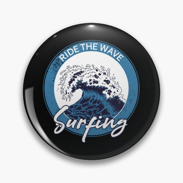 Item preview, Ride The Wave Surfing Vintage Ocean Wave Badge designed and sold by heedooppod.