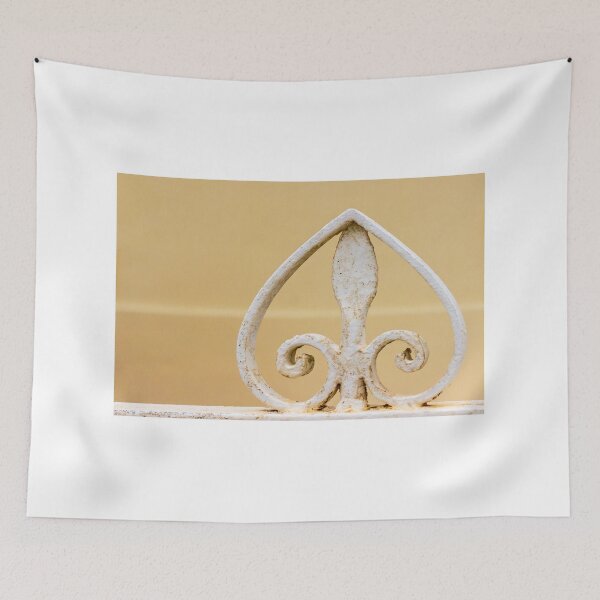 Item preview, Elegant White Iron Fleur-De-Lis Ornament on Vintage Gate Topper for Classic Decor designed and sold by Nmallia.
