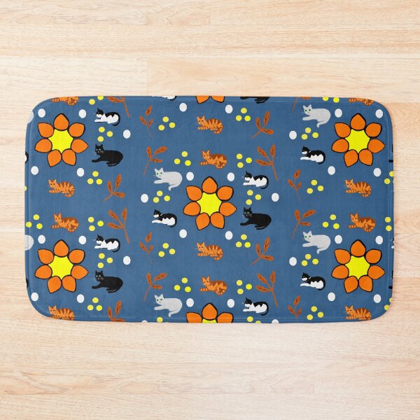 Item preview, Colorful Cats Around Floral Pattern designed and sold by Elaine M Hayward .