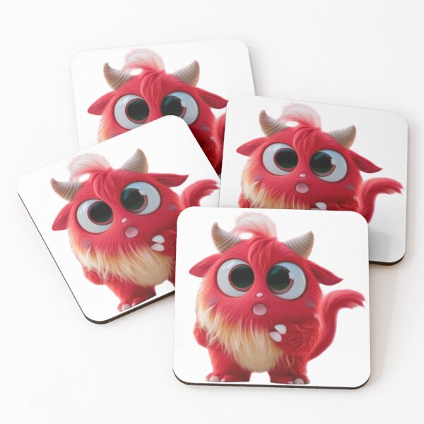 Item preview, Cute Red Fluffy Monster - Adorable Little Devil Creature with Big Eyes designed and sold by Witty-Weary.