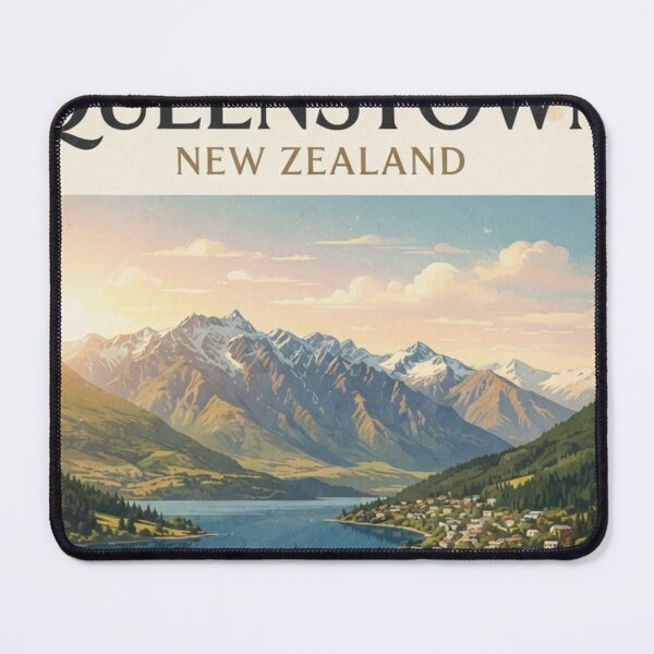Item preview, Queenstown New Zealand Vintage Travel Poster – Lake Wakatipu & Mountains designed and sold by ElartedeNoel.
