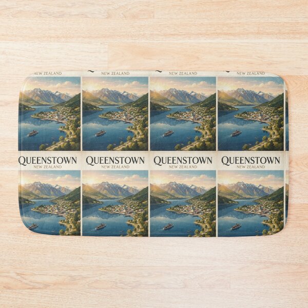 Item preview, Queenstown New Zealand Vintage Travel Poster – Lake Wakatipu & Mountains designed and sold by ElartedeNoel.