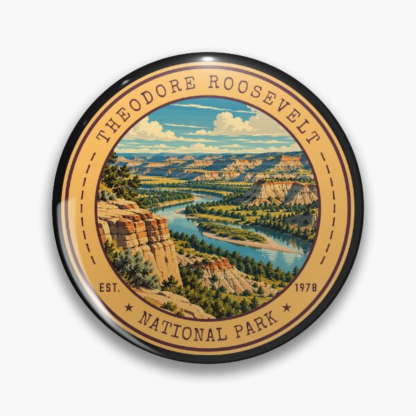 Item preview, Theodore Roosevelt National Park in North Dakota, USA, Vintage Travel Art Circle Emblem designed and sold by MaateoDesign.