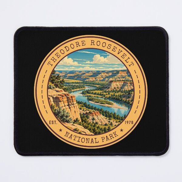 Item preview, Theodore Roosevelt National Park in North Dakota, USA, Vintage Travel Art Circle Emblem designed and sold by MaateoDesign.