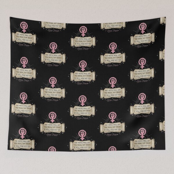 Item preview, Gloria Steinem Feminist Fist Symbol Truth Will Set You Free Scroll designed and sold by Dravienart.