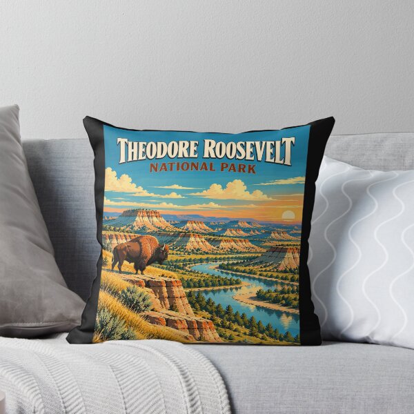 Item preview, Theodore Roosevelt National Park in the USA (North Dakota), Vintage Art Travel Landscape designed and sold by MaateoDesign.