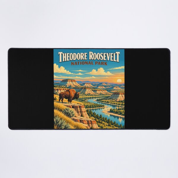Item preview, Theodore Roosevelt National Park in the USA (North Dakota), Vintage Art Travel Landscape designed and sold by MaateoDesign.