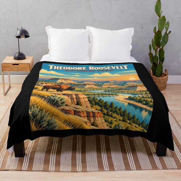 Item preview, Theodore Roosevelt National Park in the USA (North Dakota), Vintage Art Travel Landscape designed and sold by MaateoDesign.