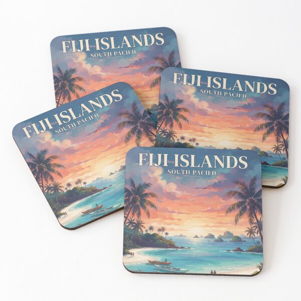 Item preview, Fiji Islands Vintage Travel Poster – Tropical South Pacific Paradise designed and sold by ElartedeNoel.