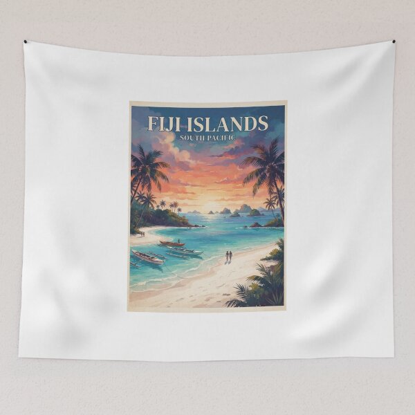 Item preview, Fiji Islands Vintage Travel Poster – Tropical South Pacific Paradise designed and sold by ElartedeNoel.