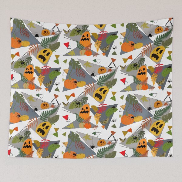 Item preview, Halloween Spooky Season Pumpkin Garden Geometric Autumn Pattern designed and sold by Vibria Pattern Studio.