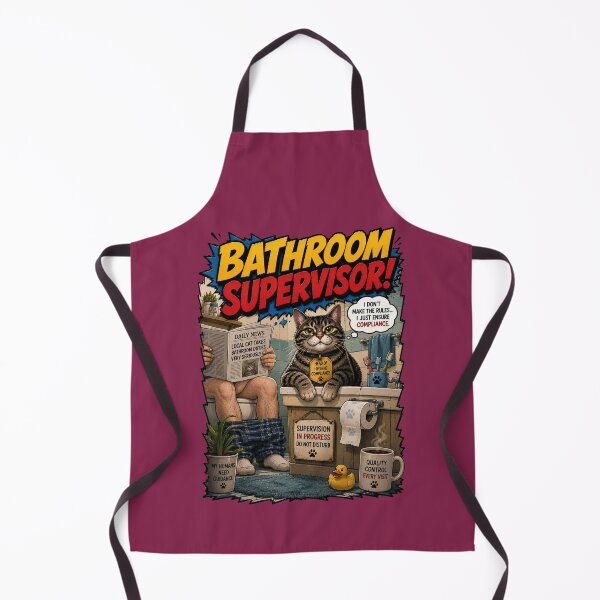 Item preview, Bathroom Supervisor – Funny Cat Home Humor designed and sold by Mac Sketches.