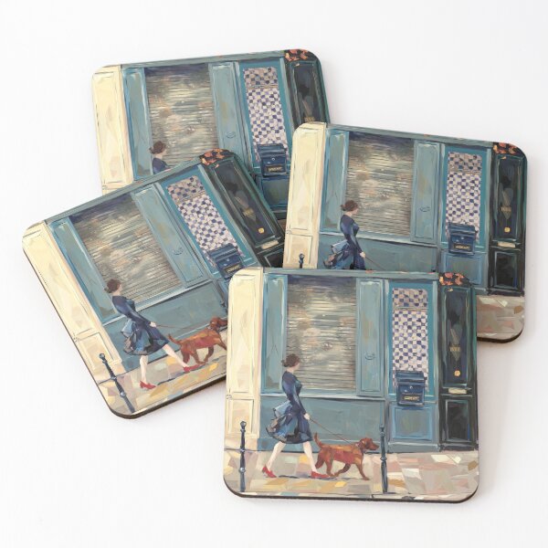 Item preview, Woman Walking Her Dog, Impressionist French Street designed and sold by CARRAANN.