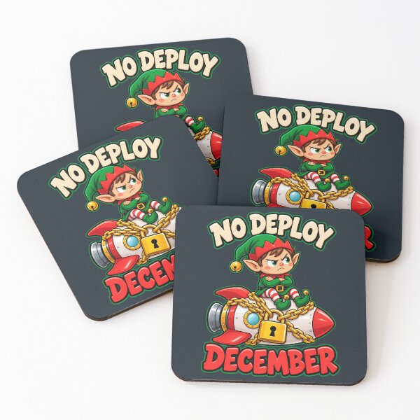 Item preview, No Deploy December - Kawaii DevOps Elf Guarding a Locked Rocket designed and sold by PXEpic.