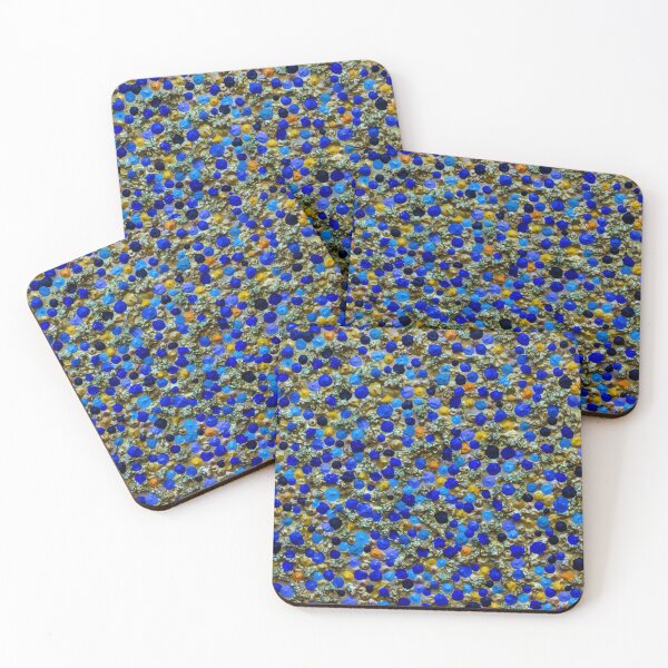 Item preview, Festive Blue and Yellow Confetti on Golden Glitter Background for Celebration Theme designed and sold by Nmallia.