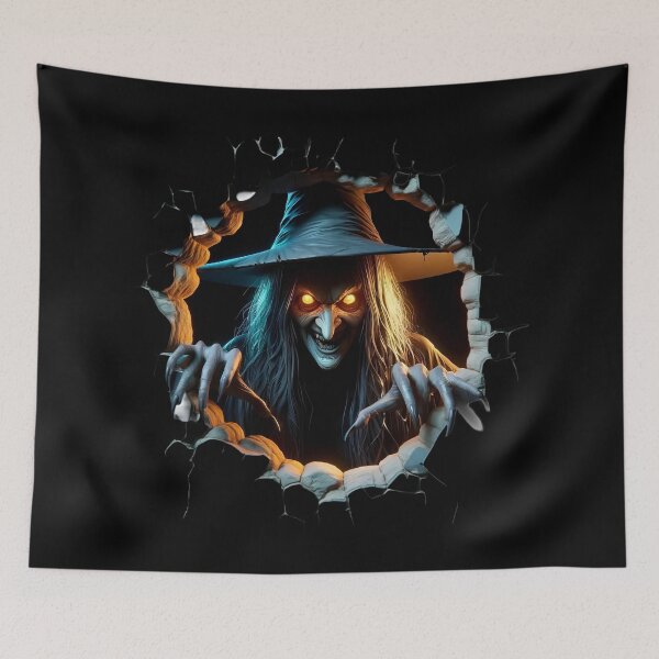 Item preview, Halloween Witch Breaking Through Wall – Creepy Scary Witch Horror Halloween Design designed and sold by Kruti Collection.