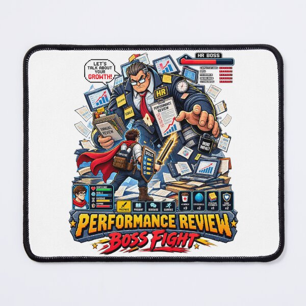 Item preview, Performance Review Boss Fight Funny Corporate Gamer Office Graphic Tee Design designed and sold by Nubian Style.