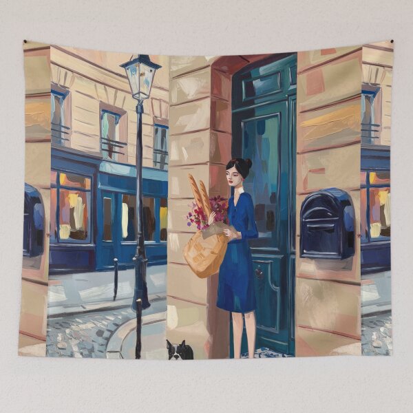 Item preview, Fresh Bread and Flowers, Impressionist Parisian Street designed and sold by CARRAANN.