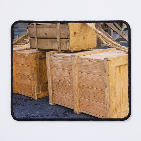 Item preview, Large Wooden Crates and Thick Rope at Dockside Yard Ready for Transport and Storage designed and sold by Nmallia.