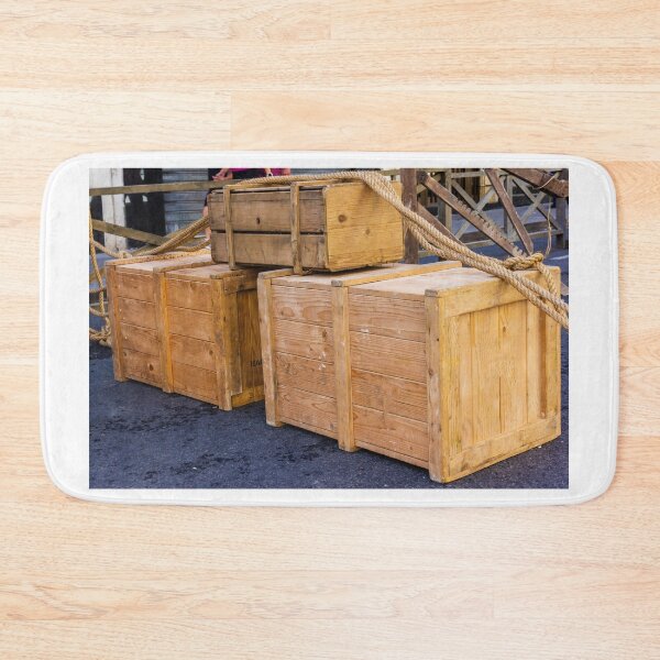 Item preview, Large Wooden Crates and Thick Rope at Dockside Yard Ready for Transport and Storage designed and sold by Nmallia.