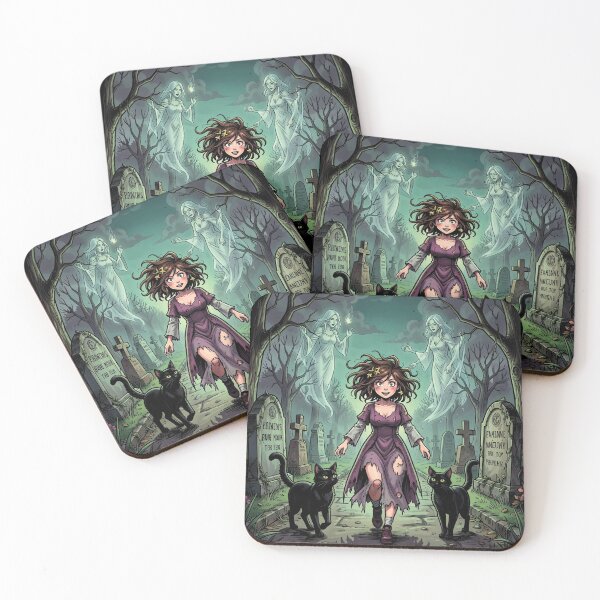 Item preview, Witch and cats in the cemetery designed and sold by MagelliShop.