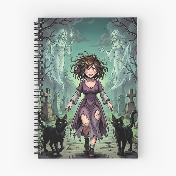 Item preview, Witch and cats in the cemetery designed and sold by MagelliShop.
