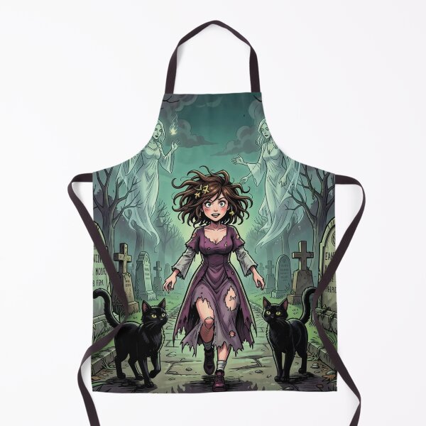 Item preview, Witch and cats in the cemetery designed and sold by MagelliShop.
