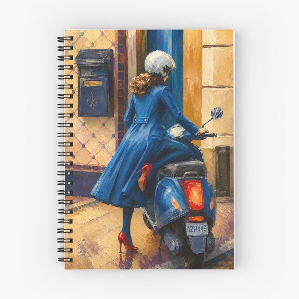 Item preview, Blue Scooter Street Scene, Impressionist Painting designed and sold by CARRAANN.