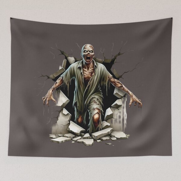 Item preview, Zombie Breaking Through Wall Halloween Horror T-Shirt designed and sold by Kruti Collection.
