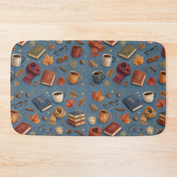 Item preview, Cozy Autumn Coffee and Books Pattern designed and sold by frumixart.