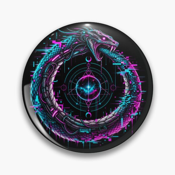 Artikelvorschau, Ouroboros-Symbol – Cyber-Glitch, ewige Schlange entworfen und verkauft von JupiterGlitchEmpire.
