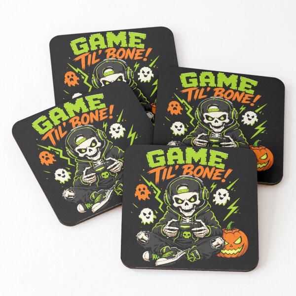 Item preview, Skeleton Gamer Halloween Costume T-Shirt for Men & Kids Game Til Bone retro pixel art designed and sold by Simon-art-land.