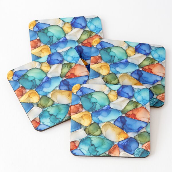 Item preview, Amalfi Sea Glass – Italian Coast Ink Abstract designed and sold by newnomads-art.