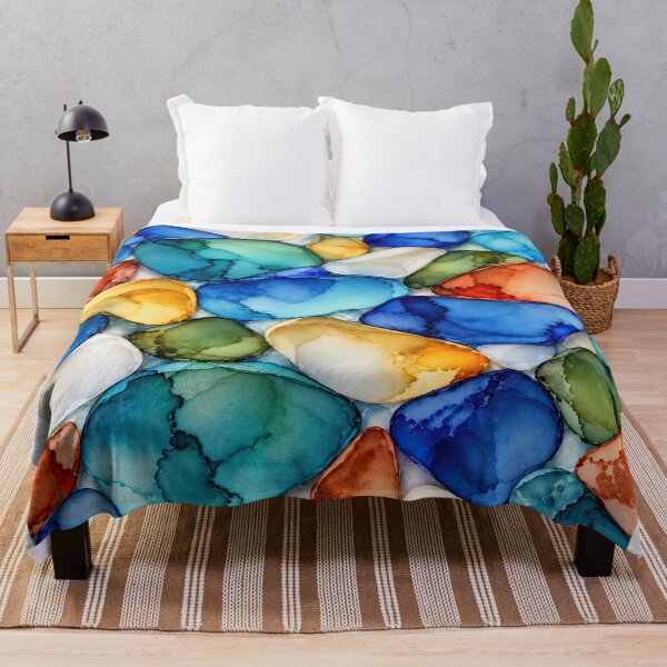 Item preview, Amalfi Sea Glass – Italian Coast Ink Abstract designed and sold by newnomads-art.